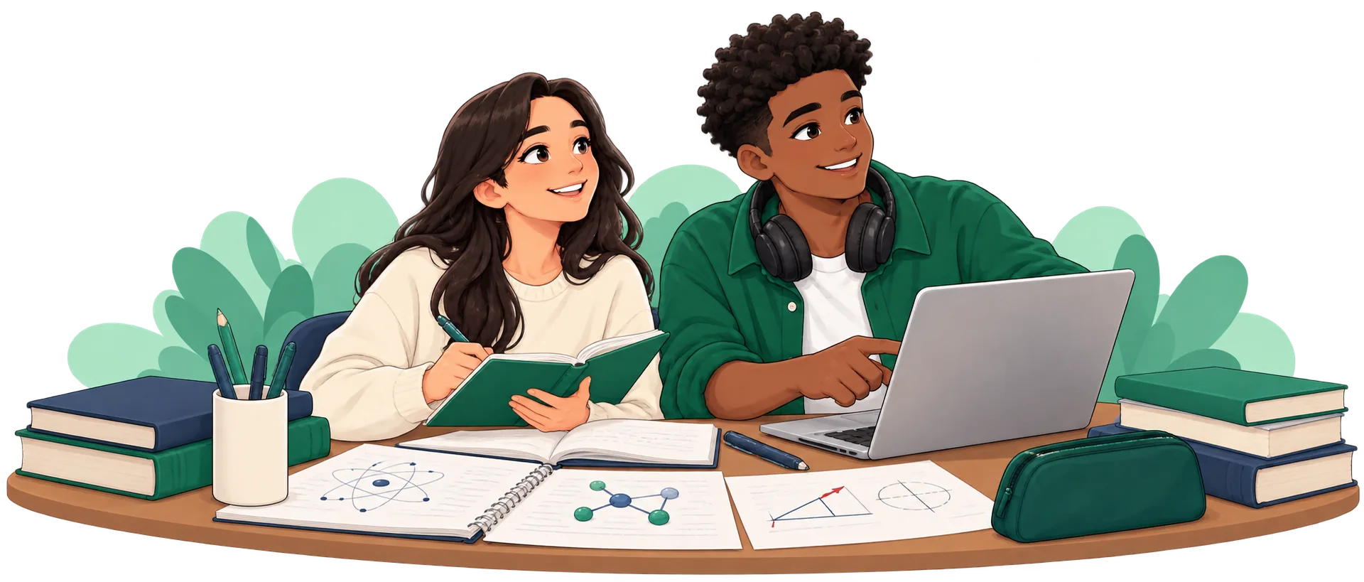 Two PoliPrep students studying science and maths together for the CEnT-S