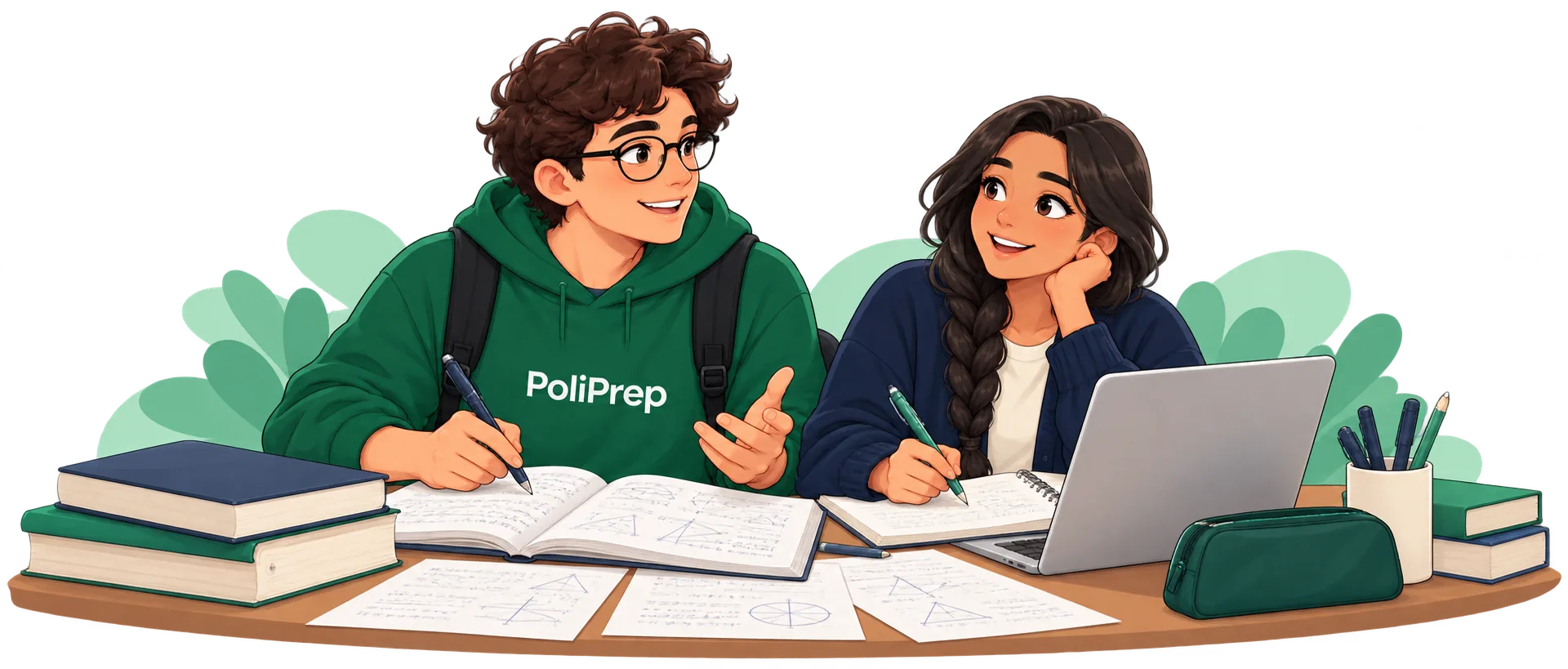 Two PoliPrep students studying maths together for the TOLC-I